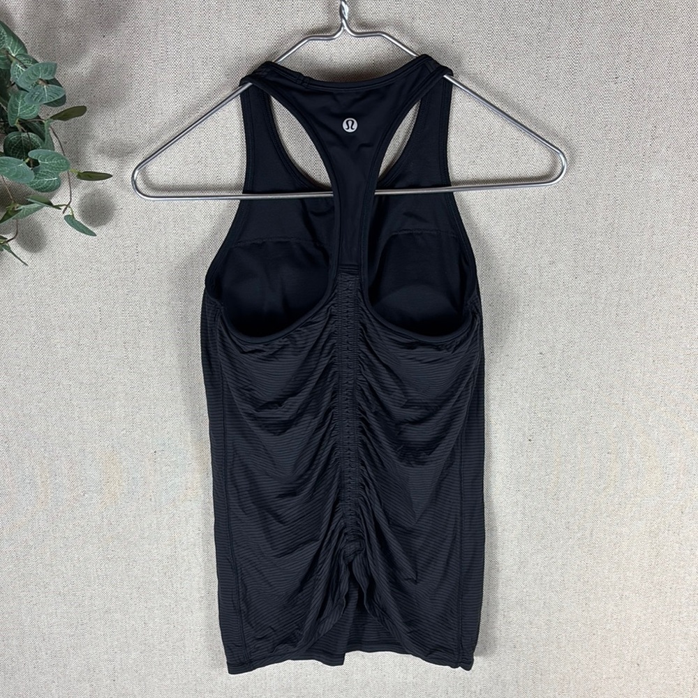 Lululemon > Black Racerback Rusche of Adrenaline Tank Top 4 - Picture 8 of 10